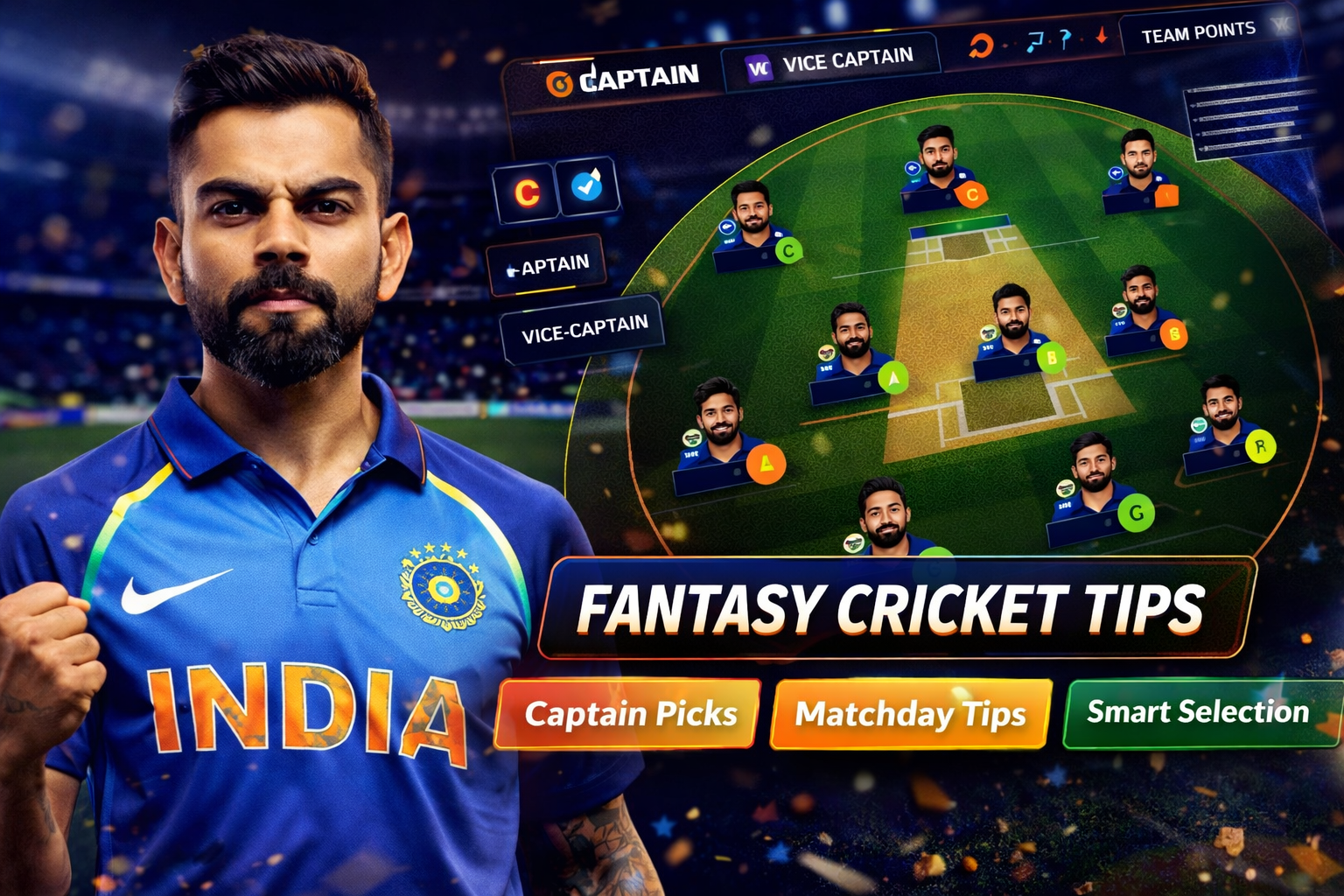 Come 365 APK role based fantasy cricket checklist